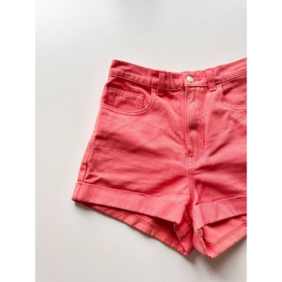 AMERICAN APPAREL JEANS Watermelon Coral High Rise Cut Off Shorts, Size 27 - Picture 2 of 10